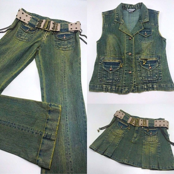 Women’s Playboy Green Vintage Denim Mini Skirt - Picture 5 of 5